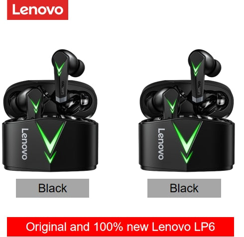 Lenovo LP6 TWS Gaming Earphone New Wireless Buletooth Headphone With Noise Reduction Dual Mode Headset For E-Sports Games Music