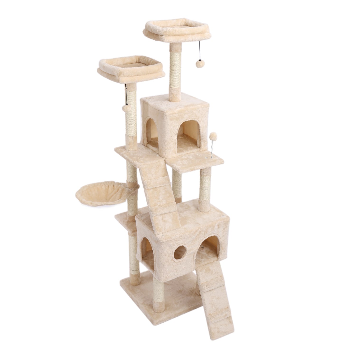 Free Shipping 180CM Multi-Level Cat Tree For Cats With Cozy Perches Stable Cat Climbing Frame Cat Scratch Board Toys Gray&amp;Beige