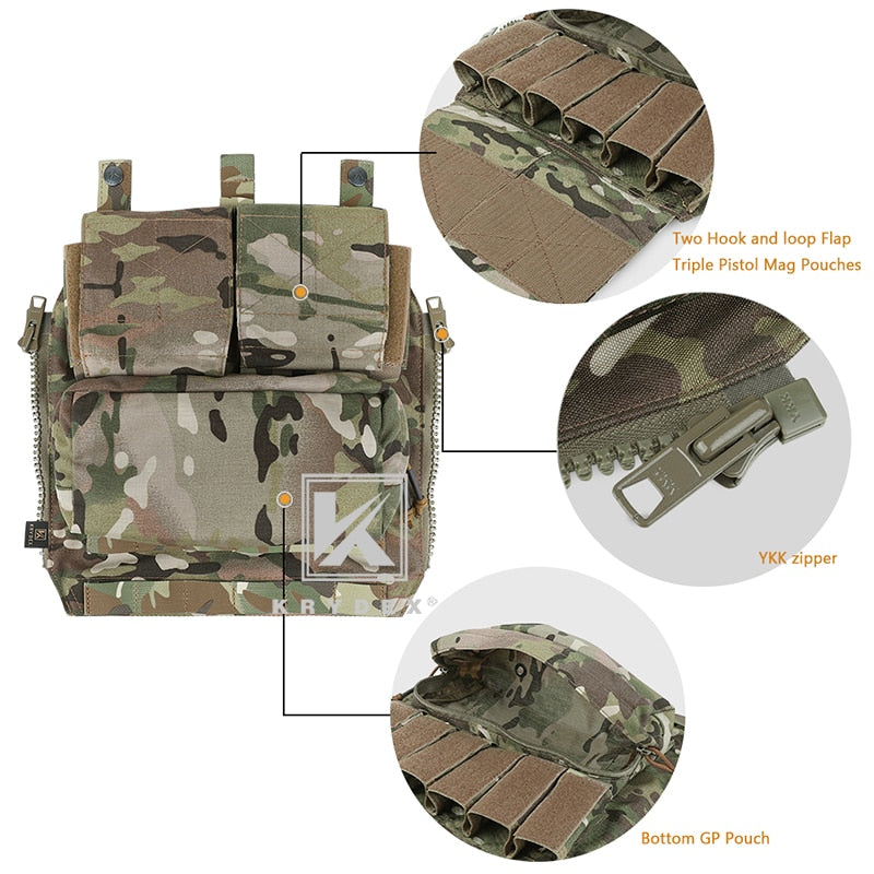 KRYDEX Tactical Pack Zip-on Panel Backpack For CPC NCPC AVS JPC2.0 Vest Airsoft Combat Gear Accessories Carrier Panel Bag