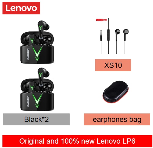 Lenovo LP6 TWS Gaming Earphone New Wireless Buletooth Headphone With Noise Reduction Dual Mode Headset For E-Sports Games Music