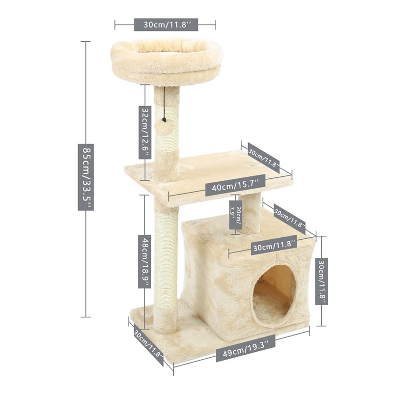 Free Shipping 180CM Multi-Level Cat Tree For Cats With Cozy Perches Stable Cat Climbing Frame Cat Scratch Board Toys Gray&amp;Beige