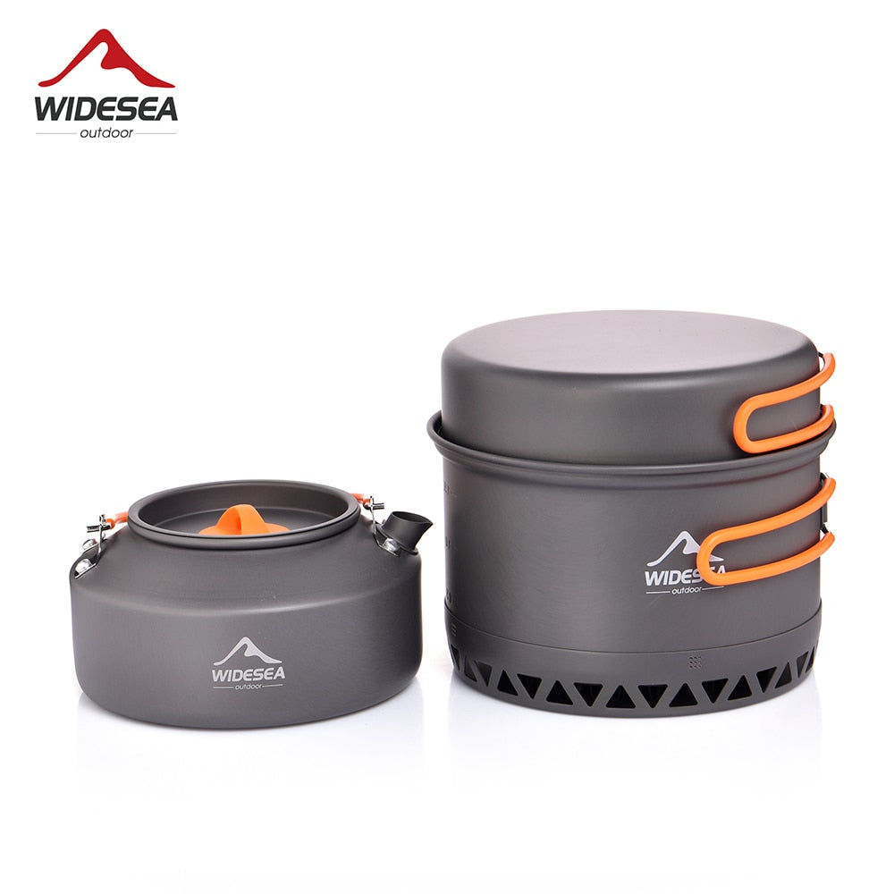 Widesea Camping 1.3L 2.3L Cookware Outdoor Cooking Set Heat Cooker Travel Tableware Pot Kettle Tourist Kitchen Utensil Equipment