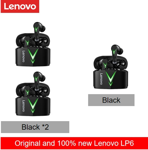 Lenovo LP6 TWS Gaming Earphone New Wireless Buletooth Headphone With Noise Reduction Dual Mode Headset For E-Sports Games Music