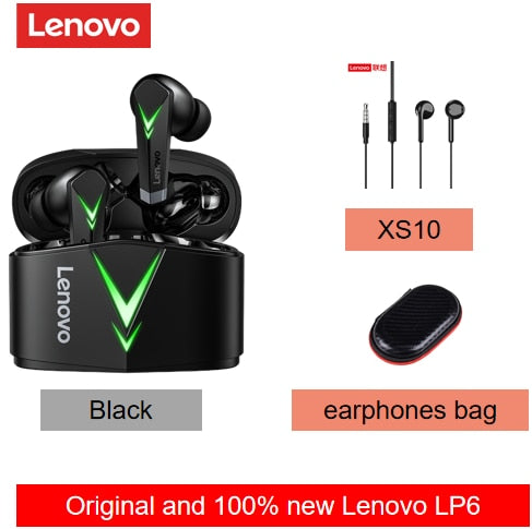 Lenovo LP6 TWS Gaming Earphone New Wireless Buletooth Headphone With Noise Reduction Dual Mode Headset For E-Sports Games Music