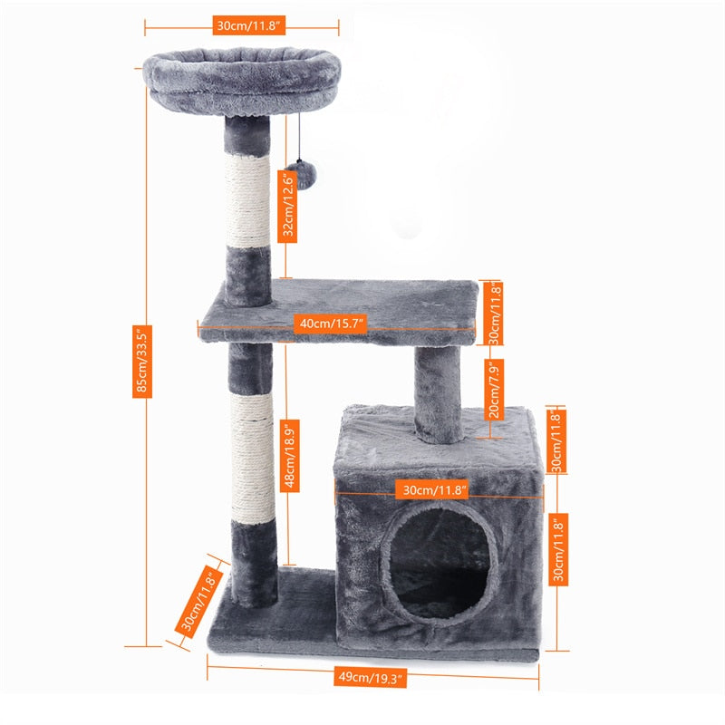 Free Shipping 180CM Multi-Level Cat Tree For Cats With Cozy Perches Stable Cat Climbing Frame Cat Scratch Board Toys Gray&amp;Beige