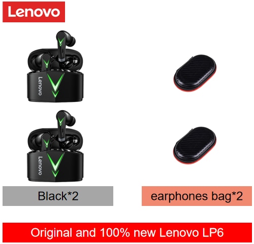 Lenovo LP6 TWS Gaming Earphone New Wireless Buletooth Headphone With Noise Reduction Dual Mode Headset For E-Sports Games Music