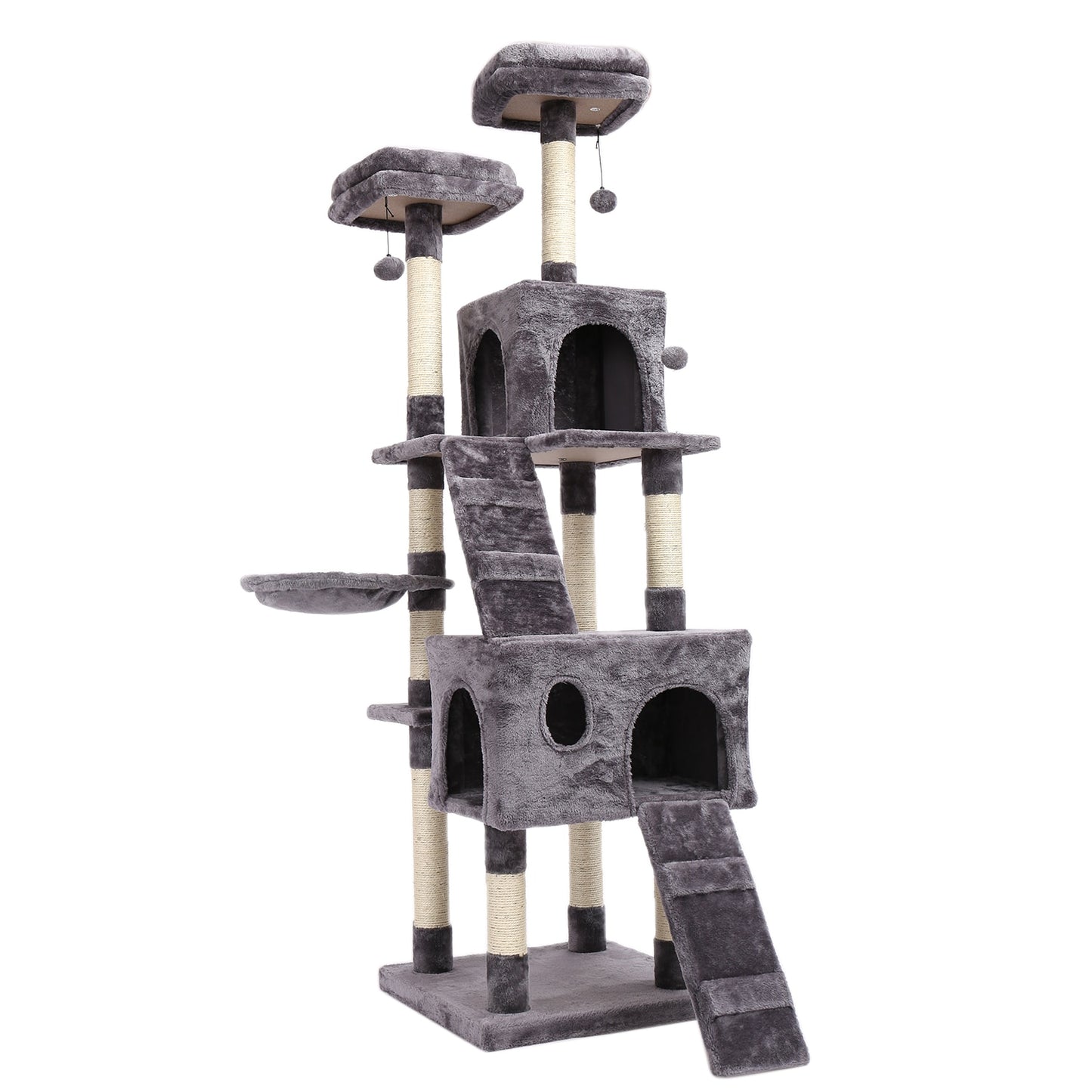 Free Shipping 180CM Multi-Level Cat Tree For Cats With Cozy Perches Stable Cat Climbing Frame Cat Scratch Board Toys Gray&amp;Beige