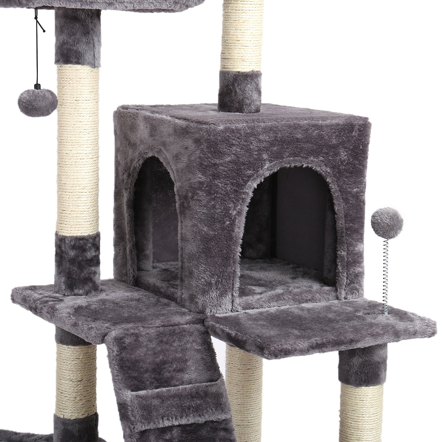 Free Shipping 180CM Multi-Level Cat Tree For Cats With Cozy Perches Stable Cat Climbing Frame Cat Scratch Board Toys Gray&amp;Beige