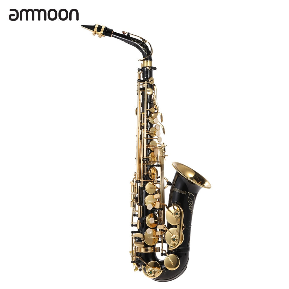 ammoon Eb Alto Saxophone Brass Lacquered Gold E Flat Sax 82Z Key Type Woodwind Instrument high quality In stock with Accessories