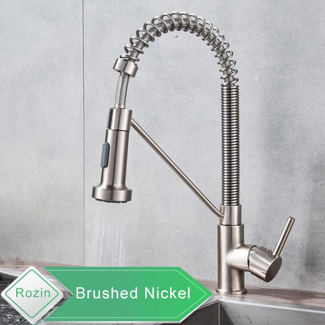 Rozin Matte Black Kitchen Faucet Deck Mounted Mixer Tap 360 Degree Rotation Stream Sprayer Nozzle Kitchen Sink Hot Cold Taps