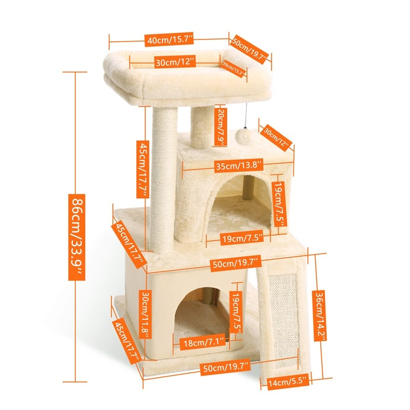 Free Shipping 180CM Multi-Level Cat Tree For Cats With Cozy Perches Stable Cat Climbing Frame Cat Scratch Board Toys Gray&amp;Beige