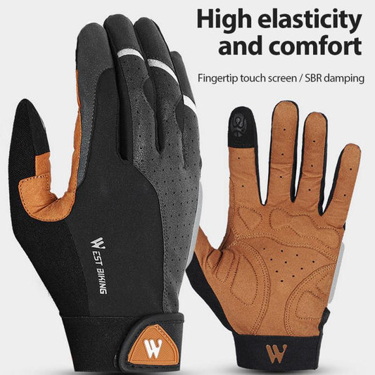 Full Finger Autumn Gloves PU Leather Gloves Cycling Gloves Shock Absorption Non-slip Motorcycle Bike Gloves Long Finger S/M/L