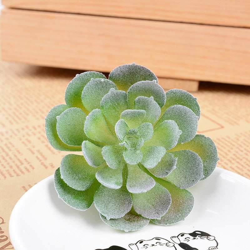 12pcs/set Artificial Succulents Fake Faux Flowers Mini PVC Simulated Floral Plants Craft Home Office Decor