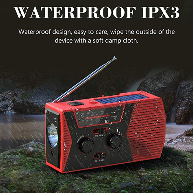 EDC USB Phone Emergency Charger Solar Hand Crank Portable Weather Radio For Outdoor Charger Camping Equipment Survival Tool 8