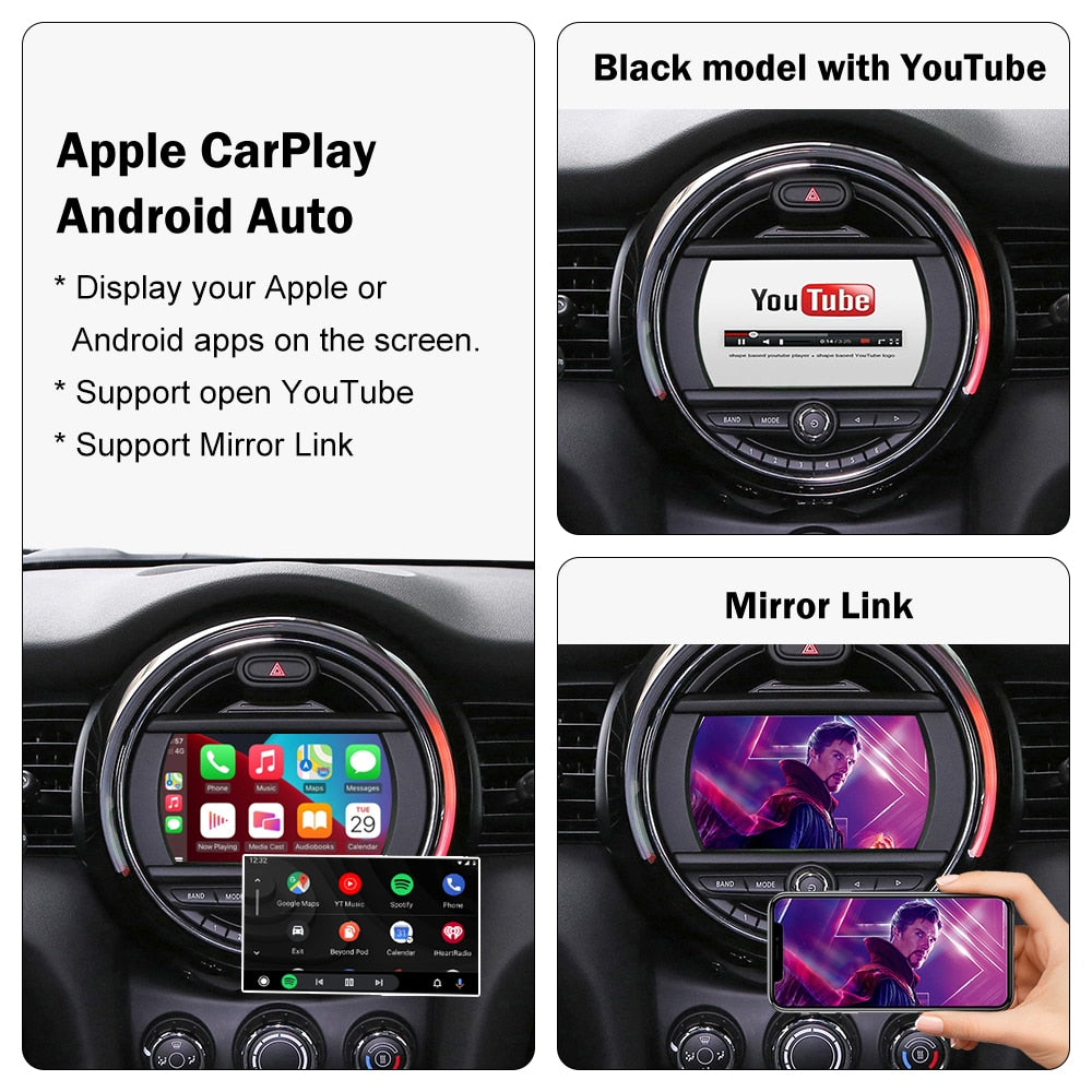 Wireless Apple CarPlay Android Auto for Mini R55 R56 R57 R58 R59 R60 R61 F54 F55 Clubman Countryman Hardtop John Cooper F56 F57