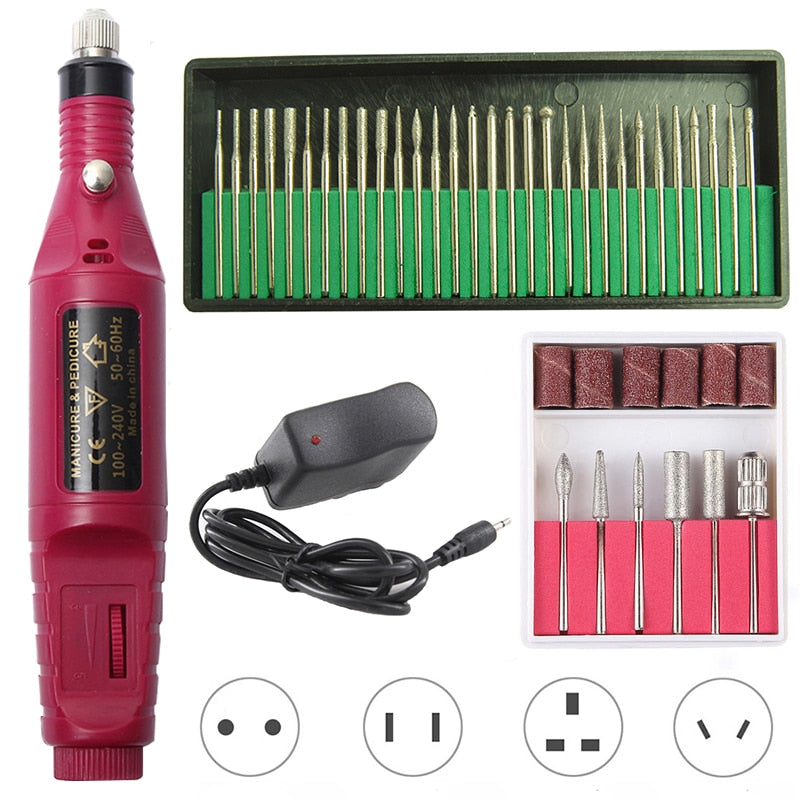 Professional Electric Nail Drill Machine Pedicure Manicure Drill Set Milling Cutters Set Nail File 20000RPM Polishing Equipment