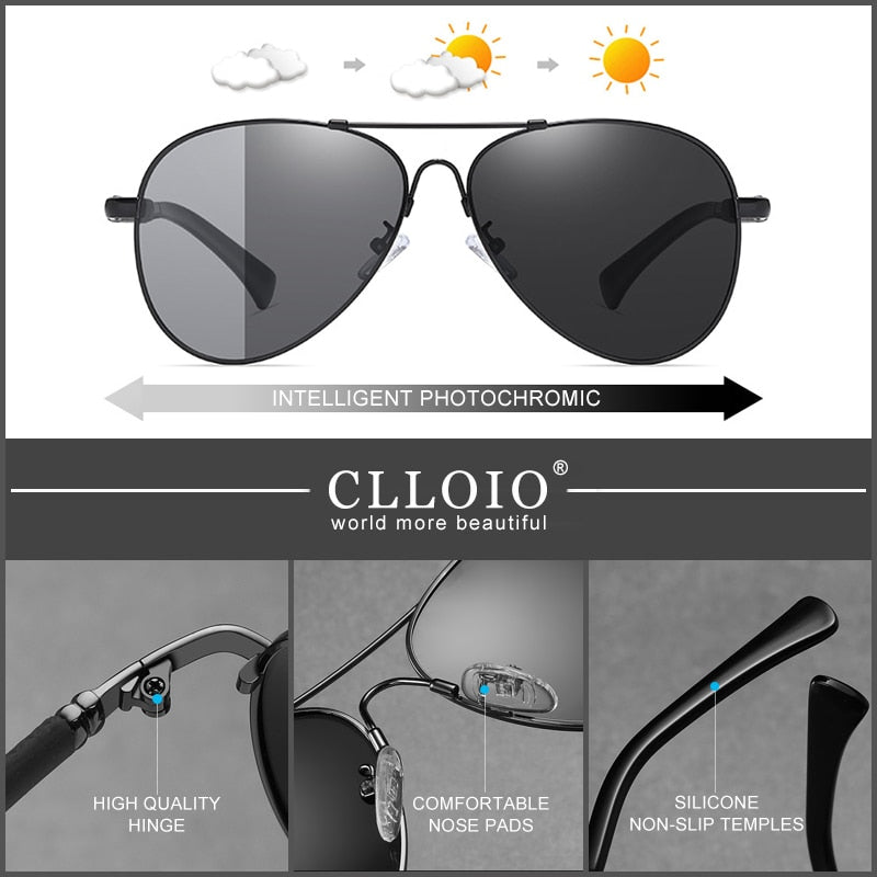 CLLOIO New Titanium Alloy Sunglasses Polarized Men&#39;s Sun Glasses Women Fashion Pilot Gradient Eyewear Photochromic Oculos De Sol