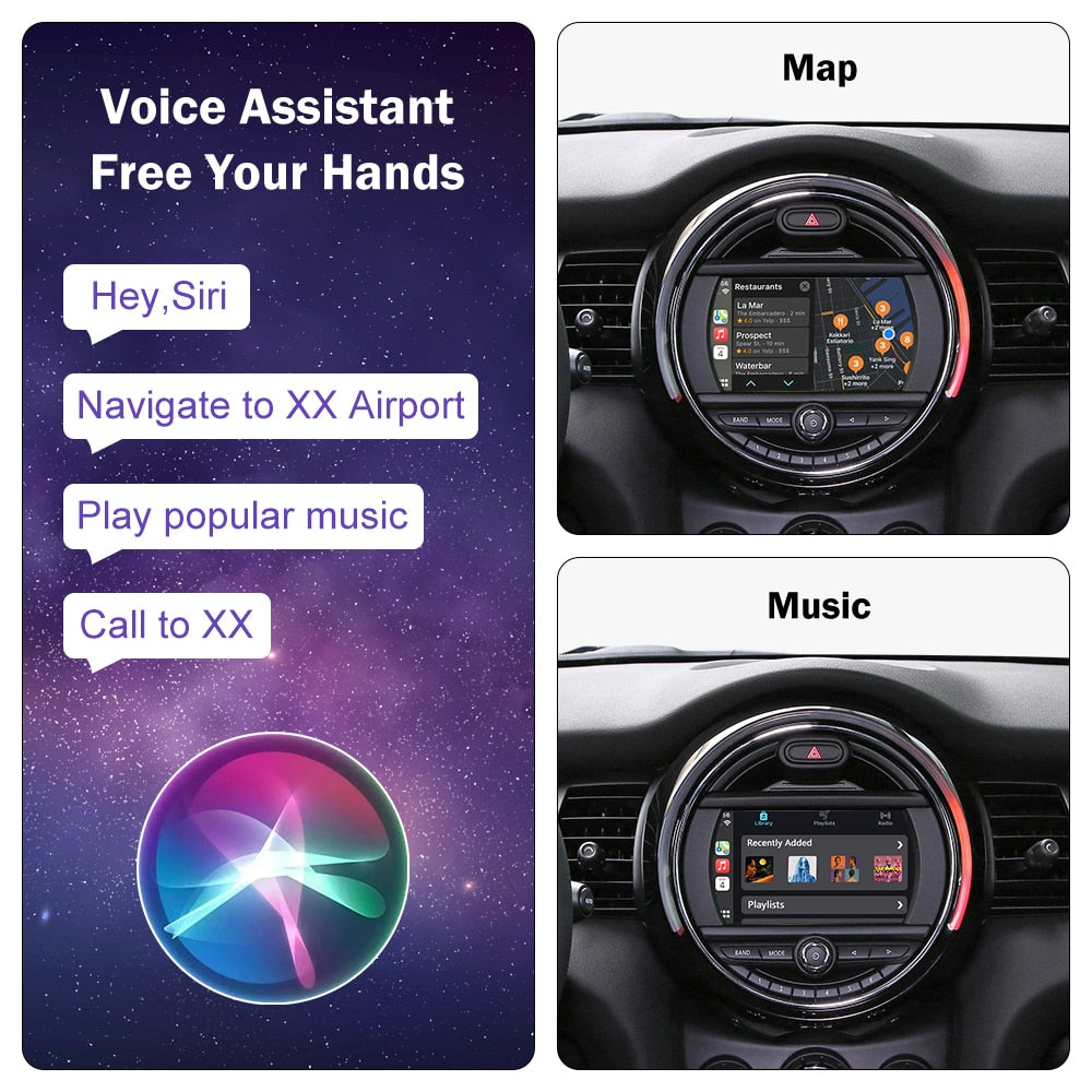 Wireless Apple CarPlay Android Auto for Mini R55 R56 R57 R58 R59 R60 R61 F54 F55 Clubman Countryman Hardtop John Cooper F56 F57