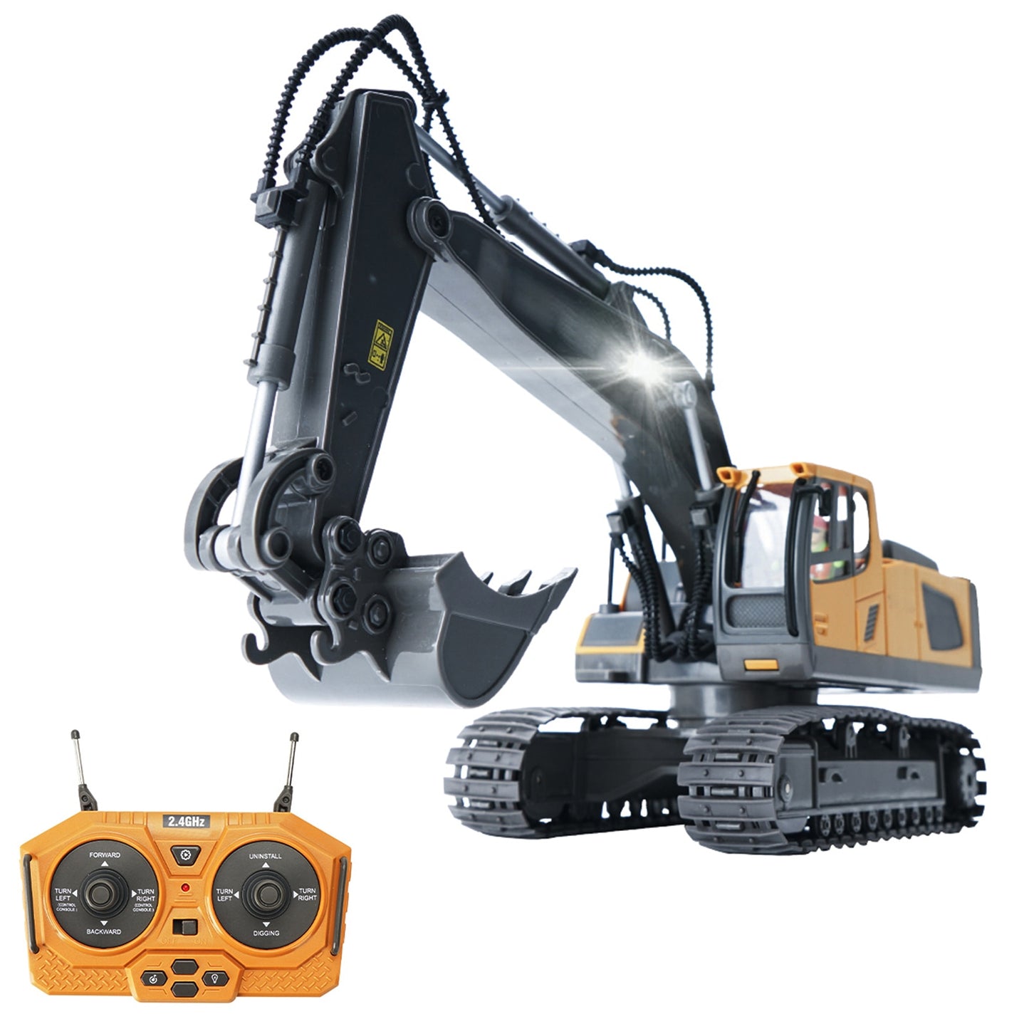 RC Excavator/Bulldozer 1/20 2.4GHz 11CH RC Construction Truck Engineering Vehicles Educational Toys for Kids with Lights