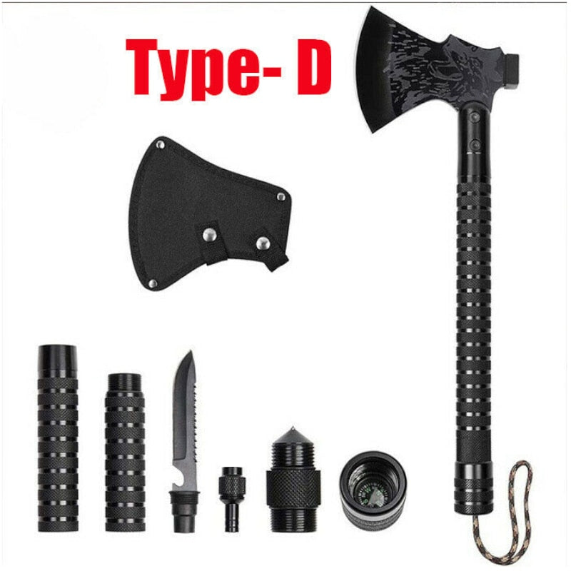 Survival Camping Axe Foldable Tactical Axe Multi Tool Kit Emergency Gear Outdoor Tourist Portable Tomahawk Wild Hatchet AX