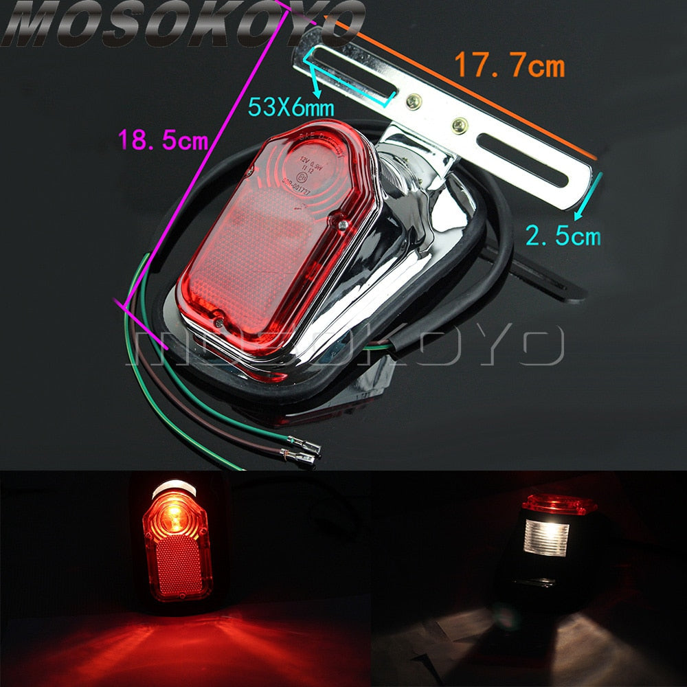 Motorcycle Accessories Rear Tail Brake Stop Lamp License Plate Light Red Taillight For Choppers Bobber Cruisers Classic Custom