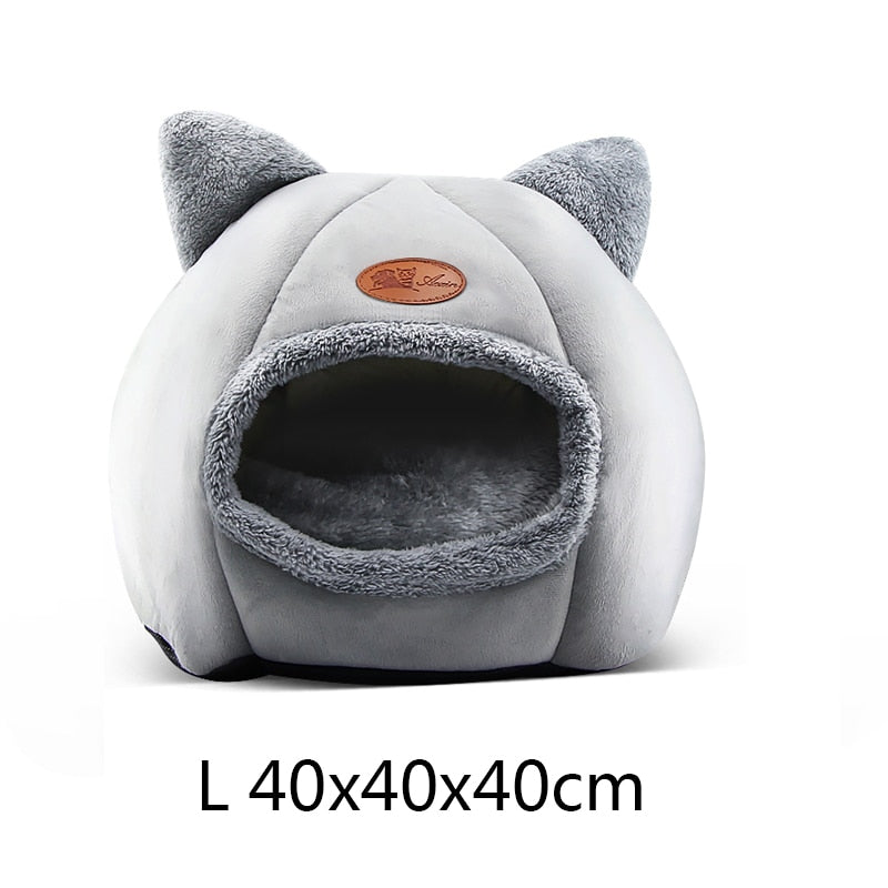 Warm Comfort Cat Bed In Winter Bed For Cats Cat’s House Dog Bed Pet Little Mat Cozy Deep Cave Indoor Nesk Cat Accessories