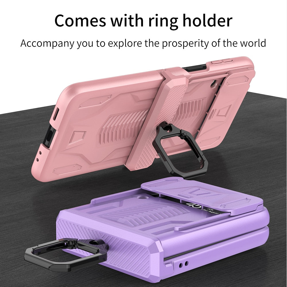 Magnetic Hinge All-Package Case For Samsung Galaxy Z Flip 4 Case Back Slide Camera Protection Hard Cover For Galaxy Z Flip3