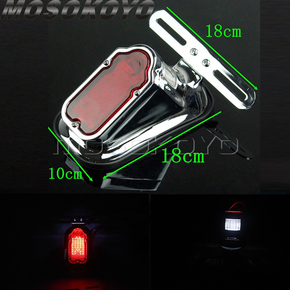 Motorcycle Accessories Rear Tail Brake Stop Lamp License Plate Light Red Taillight For Choppers Bobber Cruisers Classic Custom