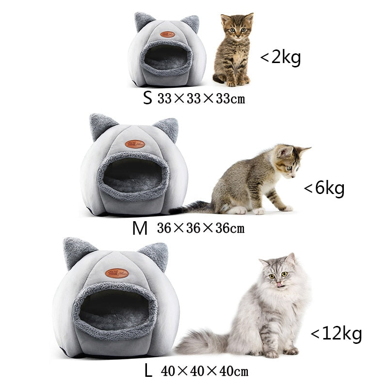 Warm Comfort Cat Bed In Winter Bed For Cats Cat’s House Dog Bed Pet Little Mat Cozy Deep Cave Indoor Nesk Cat Accessories