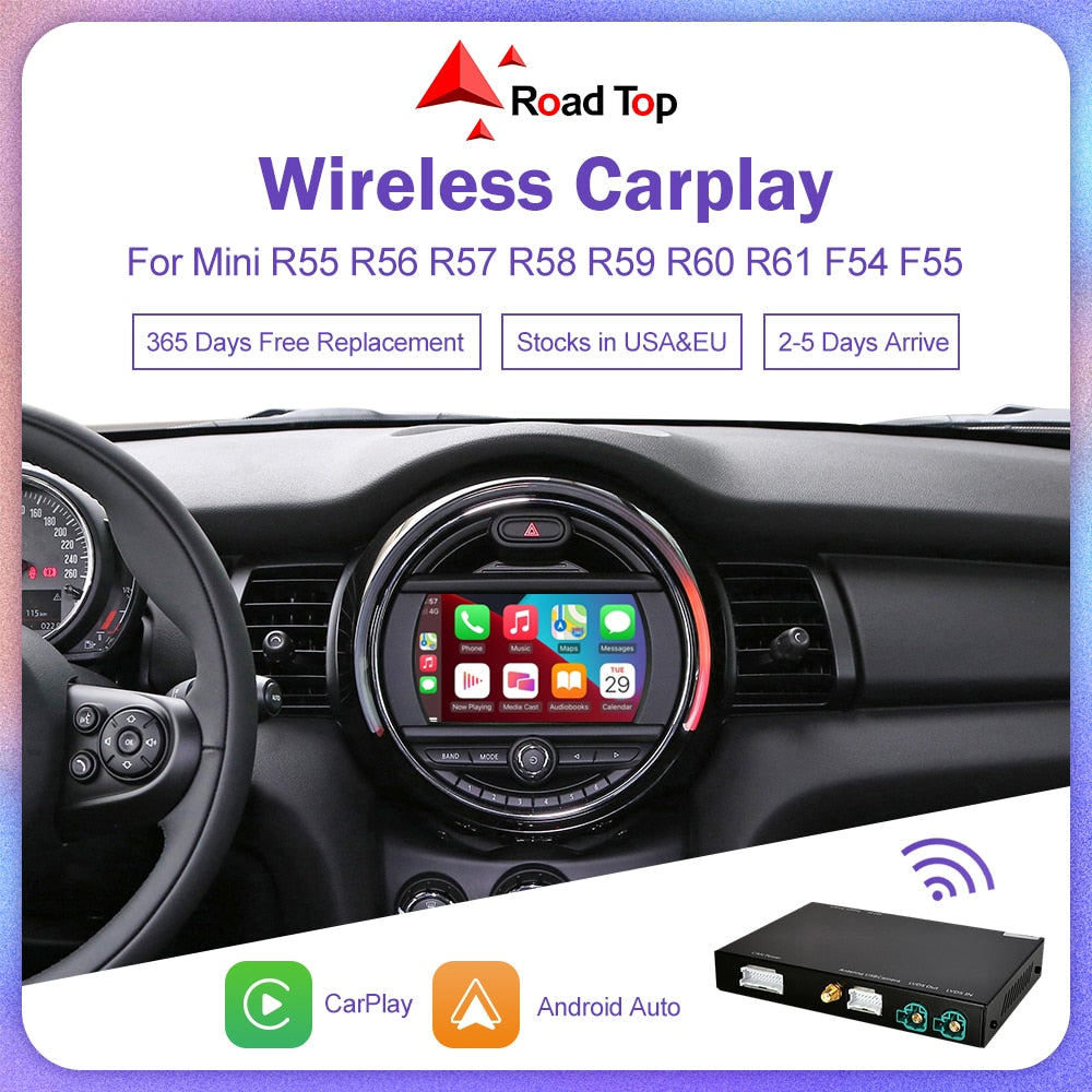 Wireless Apple CarPlay Android Auto for Mini R55 R56 R57 R58 R59 R60 R61 F54 F55 Clubman Countryman Hardtop John Cooper F56 F57