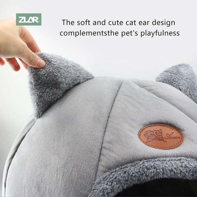 Warm Comfort Cat Bed In Winter Bed For Cats Cat’s House Dog Bed Pet Little Mat Cozy Deep Cave Indoor Nesk Cat Accessories