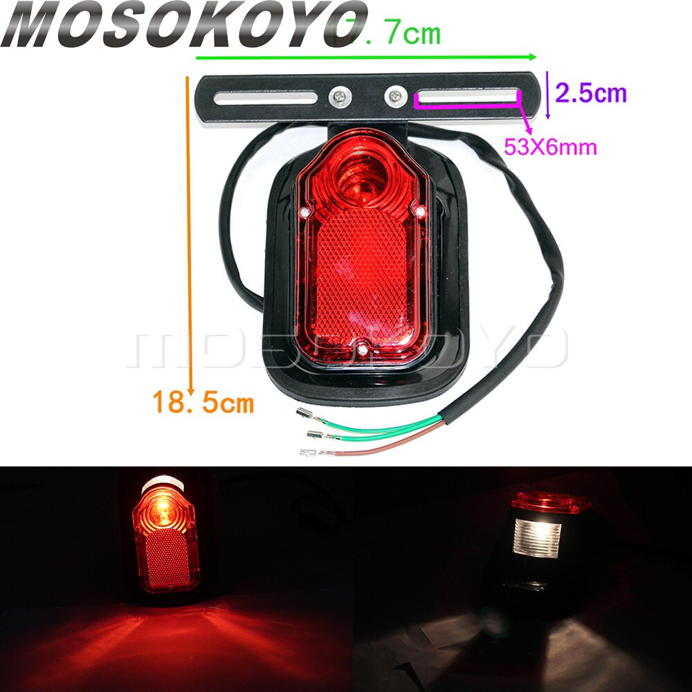 Motorcycle Accessories Rear Tail Brake Stop Lamp License Plate Light Red Taillight For Choppers Bobber Cruisers Classic Custom