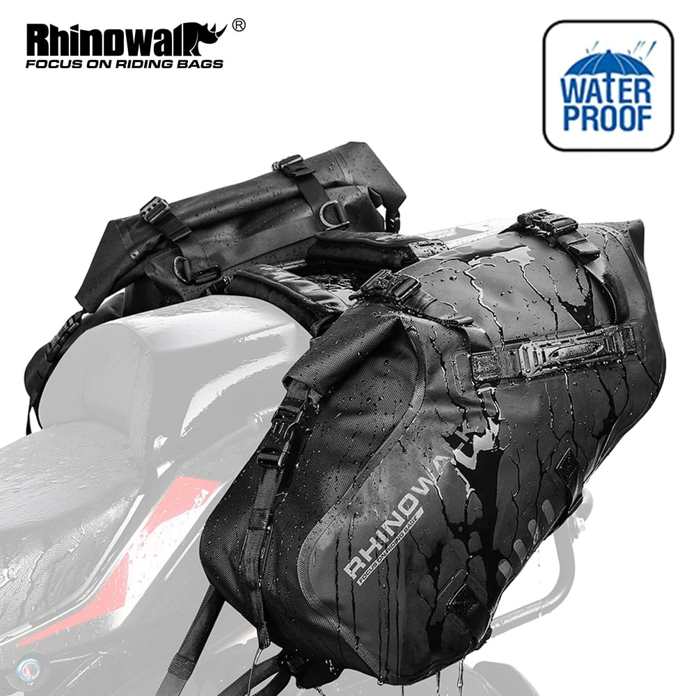 Rhinowalk 28L Motorcycle Bag 2Pcs Waterproof Motor Saddle Side Storage For Bag Universal Motorbike Travel Luggage Tail Suitcase