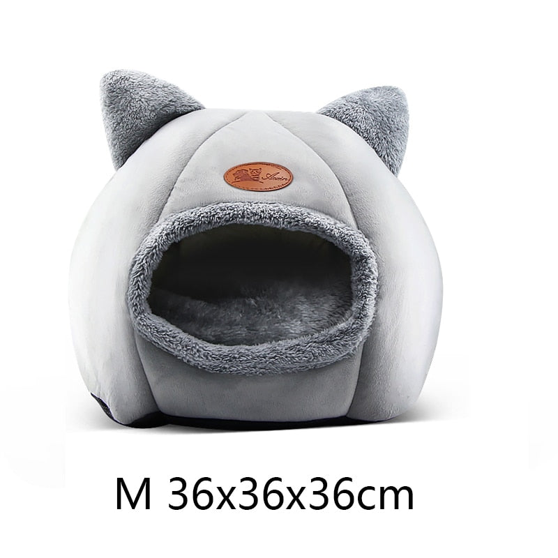 Warm Comfort Cat Bed In Winter Bed For Cats Cat’s House Dog Bed Pet Little Mat Cozy Deep Cave Indoor Nesk Cat Accessories