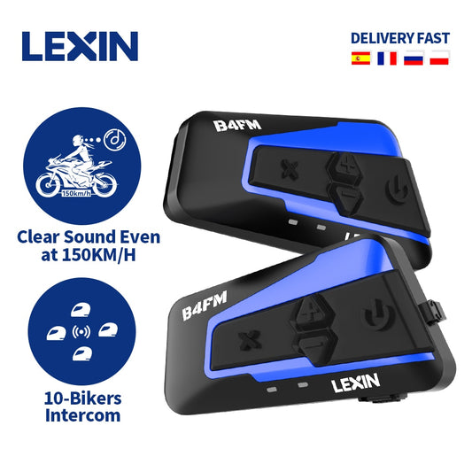 Lexin B4FM-X Bluetooth Motorcycle Intercom Helmet Headsets,BT 5.0 Wireless Communication Interphone Music Sharing 10 Riders