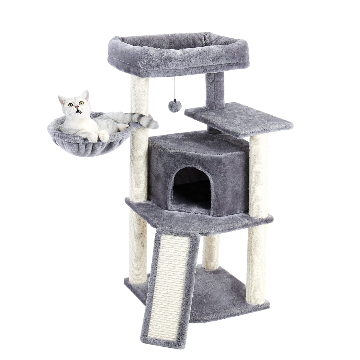 Free Shipping 180CM Multi-Level Cat Tree For Cats With Cozy Perches Stable Cat Climbing Frame Cat Scratch Board Toys Gray&amp;Beige