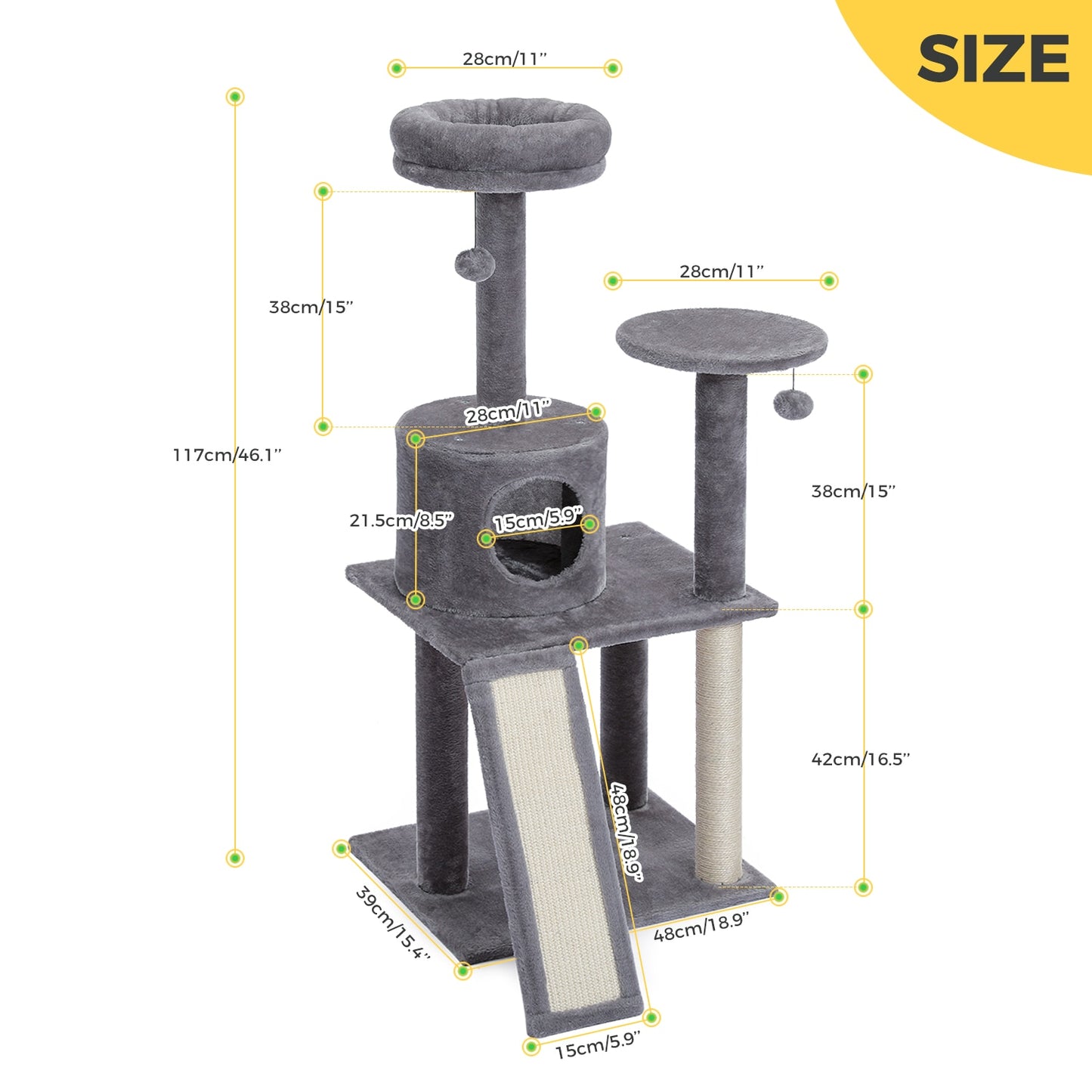 Free Shipping 180CM Multi-Level Cat Tree For Cats With Cozy Perches Stable Cat Climbing Frame Cat Scratch Board Toys Gray&amp;Beige