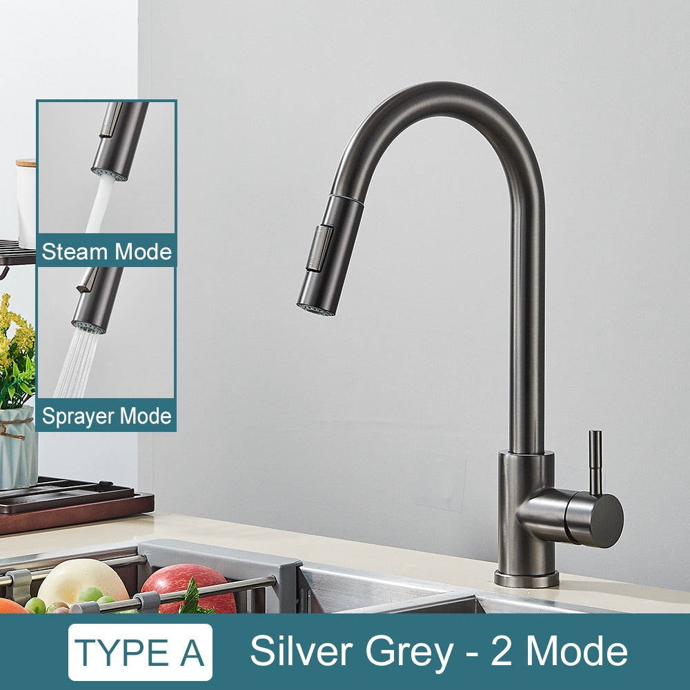 Free Shipping Black Kitchen Faucet Two Function Single Handle Pull Out Mixer  Hot and Cold Water Taps Deck Mounted