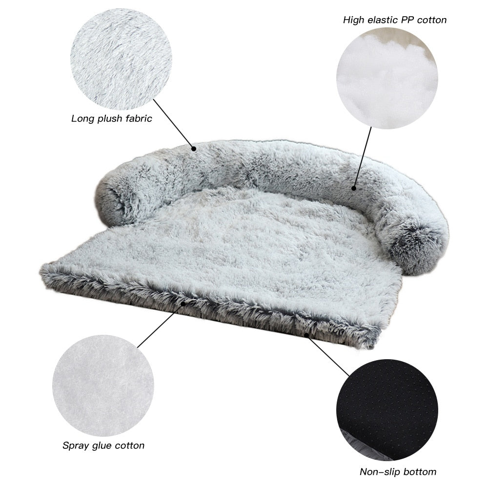 Removable Plush Pet Dog Bed Sofa for Large Dogs House Mat Kennel Winter Warm Cat Bed Pad Washable Dog Cushion Blanket Sofa Cover