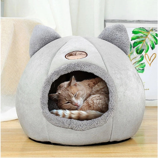 Warm Comfort Cat Bed In Winter Bed For Cats Cat’s House Dog Bed Pet Little Mat Cozy Deep Cave Indoor Nesk Cat Accessories